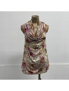 Vintage Y2K Miss Sixty Flower Lips Cowl Neck Tunic